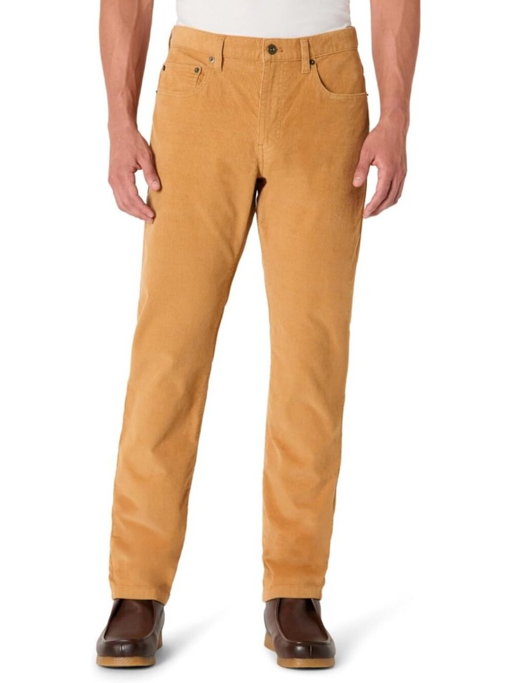 Men's Stretch Corduroy Pants - Straight Fit, 5 Pocket, Casual Comfort Trousers
